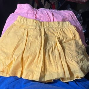 Yellow and Pink Pleated Skirts with built in shorts 2t